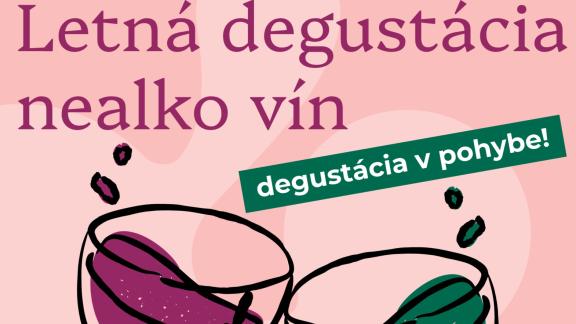 Plagát letnej degustácie nealko vín s ilustráciou dvoch pohárov
