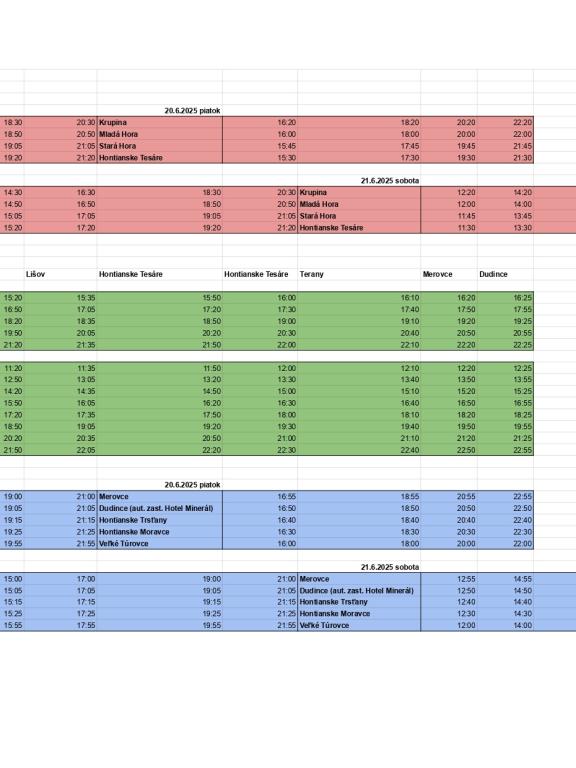 Kyvadlová doprava - rozpis Aha Fest 2025