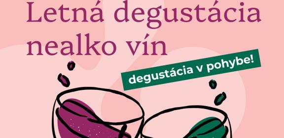 Plagát letnej degustácie nealko vín s ilustráciou dvoch pohárov
